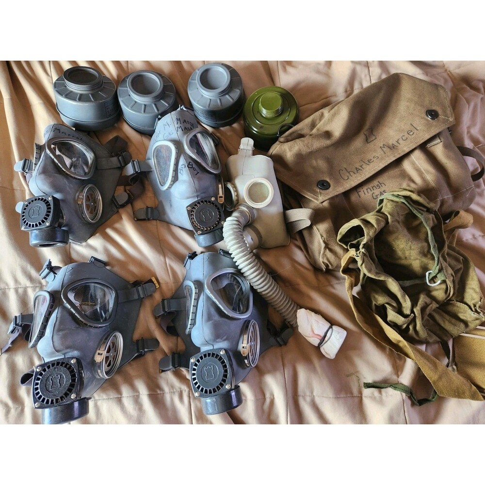 Vintage Cold War Gas Mask Lot of 5 - Finnish M61 & Soviet Child Mask Prop +MORE